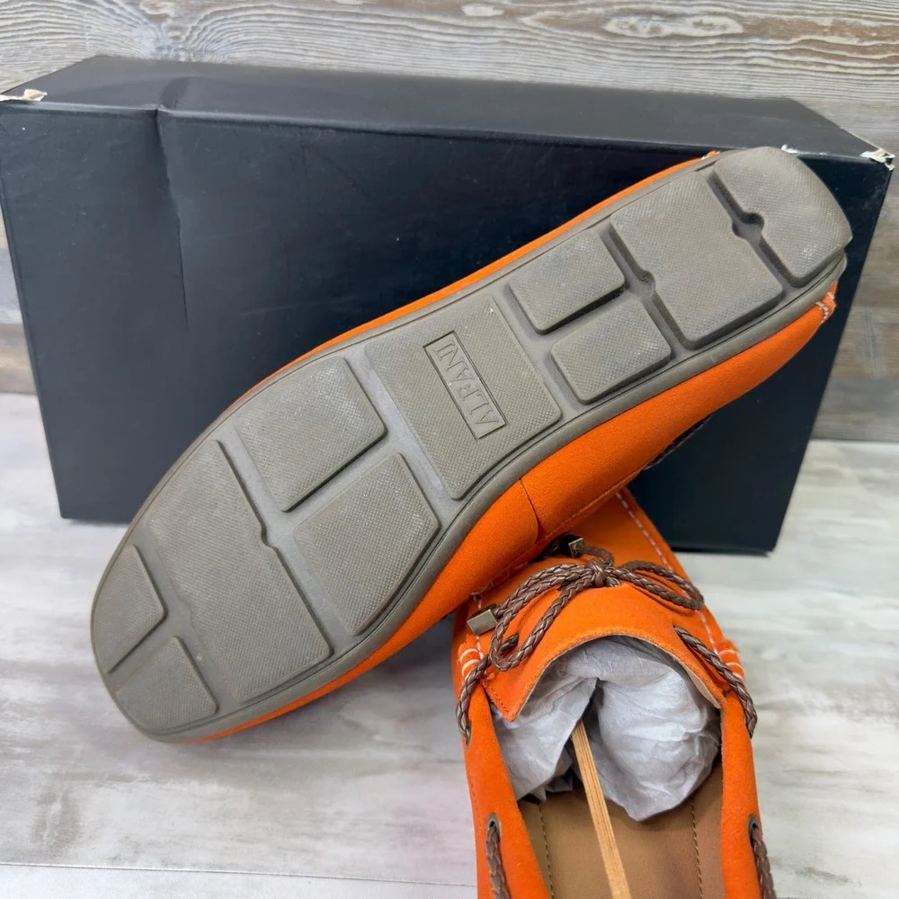 Alfani Trevororg Mens Size 11.5 Suede Loafers Driving Shoes Orange